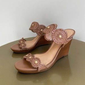 Jack Rogers Layne Brown Leather Platform Wedge Sandals Womens Size 6